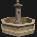 Lion Head Pool Fountain, Antique Marble Carving (HAT001)