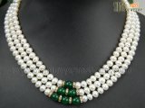 Promotion! Pearl Necklace with Natural Jade