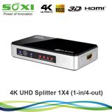 4 Way HDMI Splitter with High Speed Uhd 4k2k and 3D Supported