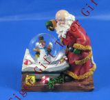 Polyresin Santa with Snowman Snowglobe 45mm