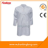 Cotton Twill Fabric White Color Long Coat Clinic Uniform