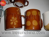 Ceramic Brown Drinking Mug Stoneware Zebra Cup