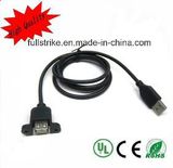 USB 2.0 Am-Af Panel Mount Cable with Lock Screw