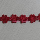 Red Flower Design Chemical Lace for Dress