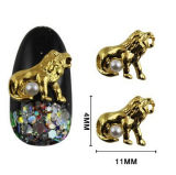 3D Alloy Glitter Jewelry Gold Nail Art Design Artificial Lion