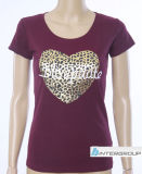 2013 Fashion Lady T-Shirt with Golden Printing
