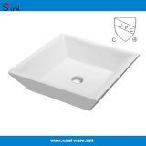 Small Size Square White Ceramic Cupc Art Sinks (SN105-014)