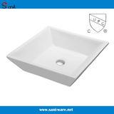 Small Size Square White Ceramic Cupc Art Sinks (SN105-014)