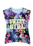 Allover Print Girl T-Shirt Flower Children Wear (STG018)