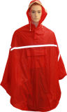 High-Visible PVC/Polyester/PVC Rain Poncho with Reflective Tape
