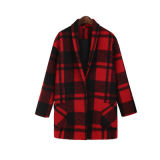 2015 New Check Wool Coat for Women