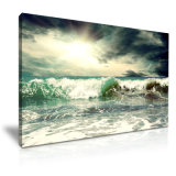 Seabeach Wall Art Canvas Painting After Cloudy Day