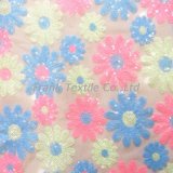 Embroidery Fabric with Colored Flowers-Flk287
