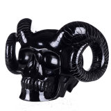 Natural Black Obsidian Carved Horn Skull Carving #8k31, Crystal Healing