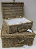 Portable Convenient Rectangular Picnic Willow Baskets