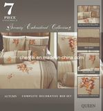 Embroidery Brushed Fabric Comforter Set Bedding (beige)