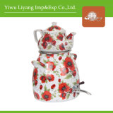 Red Decal Enamel Kettle Ceramic Teapot with Faucet (BY-2301)