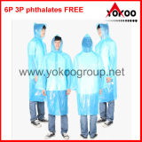 Disposable PE Long Raincoat Light Blue