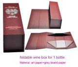 OEM Foldable One Bottle Wine Packaging Box with Logo Stamping