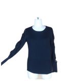 Lady Crew Neck Knitted Pullover / Top / Sweater / Garment with Cables in Sleeves (ML135)
