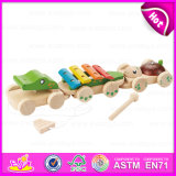 2015 New Wooden Pull Music Toy, Lovely Kids Pull Toy with Instrument, Hot Sale Pretend Play Wooden Pull Toy W05b121