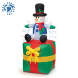 Holiday Decoration Inflatable Christmas Snowman on The Gift Box