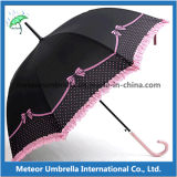 Leather Handle Flower Fashion Parasol Automatic Woman Umbrella