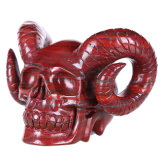 Rainbow Jasper Carved Horn Skull Carving for Home Decoration (9Z01)