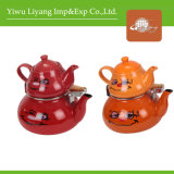 Cute Enamel Kettle Set Porcelain Teapot with Wooden Handle (BY-2603)