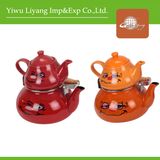 Cute Enamel Kettle Set Porcelain Teapot with Wooden Handle (BY-2603)