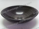 Round Black Wooden Marble Vessel Sink for Bathroom