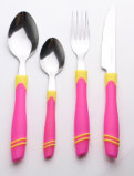Colorful Plastic Handle Cutlery Dish Washer Safe 24PCS Set
