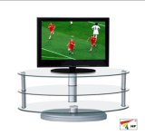 Clear Oval Tempered Glass TV Stand (TV063)
