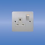 British Standard 13AMP Single Switched Socket (Flat Brushed Chrome)