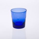 Blue Engraved Mouth Blown Water Glass