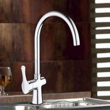 Goose Neck Spout Polished Brass Kitchen Faucet