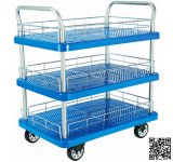 Triple Layers Plastic Platform Hand Trolley for Warehouse