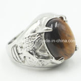 Stainless Steel Fashion Ring Jewellery with Tiger Eye
