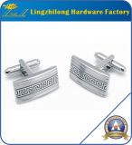 Silver Polished Cufflinks with Rose Tungsten Inlaid