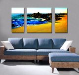 Sea and Golden Sand Beautiful View Canvas Painting 3 Piece