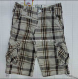 100%Cotton Grey Grid Boby's Shorts Pants Man's Leisure Pants