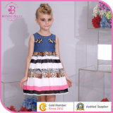 2015 Summer Dress, Fashion Clothing Patchwork Leopard Children Frocks Design