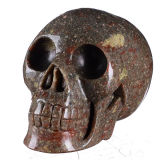 Natural Chinese Unakite Skull/Skeleton Healing Crystals Carving #7f94