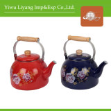 Color Enamel Kettle with Wooden Handle (BY-3005)