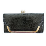Popular Market Black Crocodile Lady Wallet with Clips (XD140184)