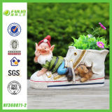 Fulin Resin Gnome with Boot Flower Pot (NF360071-2)