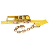 3'' Ratchet Strap / Tie Down Control Strap with Chain Anchor