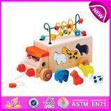 Educational Toy Pull and Push Toy for Kids, Wooden Toy DIY Toy for Children, String Bead Toy Wooden Block Toy for Baby W05b074