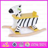 2015 Classic Ride on Animal Toy Baby Rocking Horse, Zebra Design Wooden Ride on Animal Toy, Wooden Animals Kid Ride on Toy W16D015