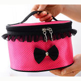 Stylish Cosmetic Bag Makeup Case with Lace Edge and Bow (SY6726)
